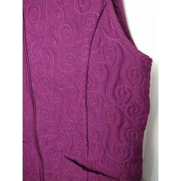 JENNY Purple Women's Sleeveless Full Zip Swirl Designed Quilted Vest Size S - Picture 3 of 9